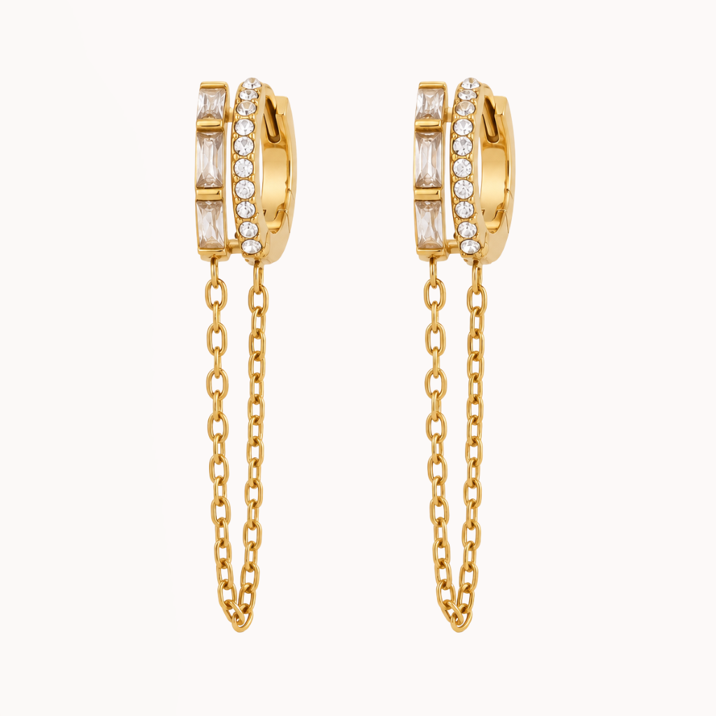 Double Sparkle Chain Earrings