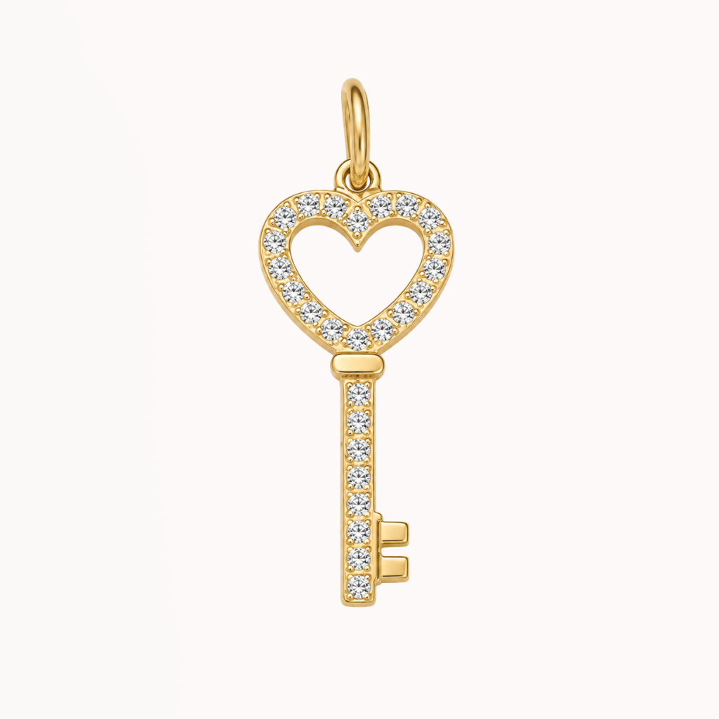 Sparkle Heart Key - Charm