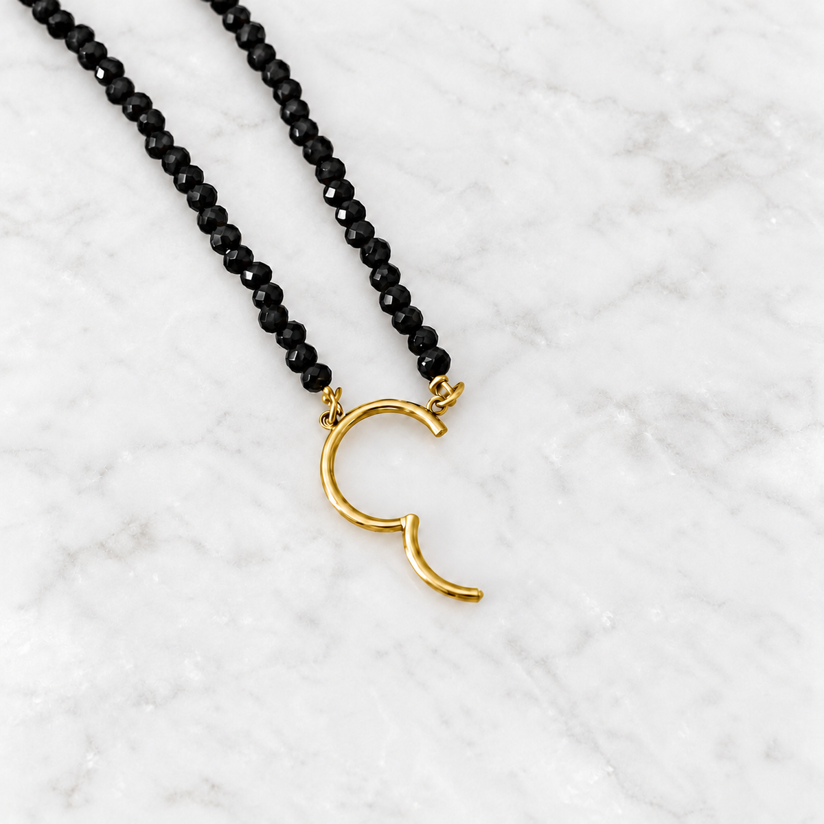 Black Beads - Lock Necklace