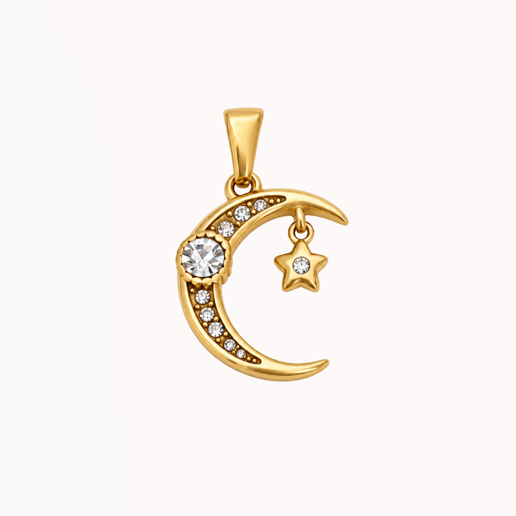Sparkling Moon + Star - Charm