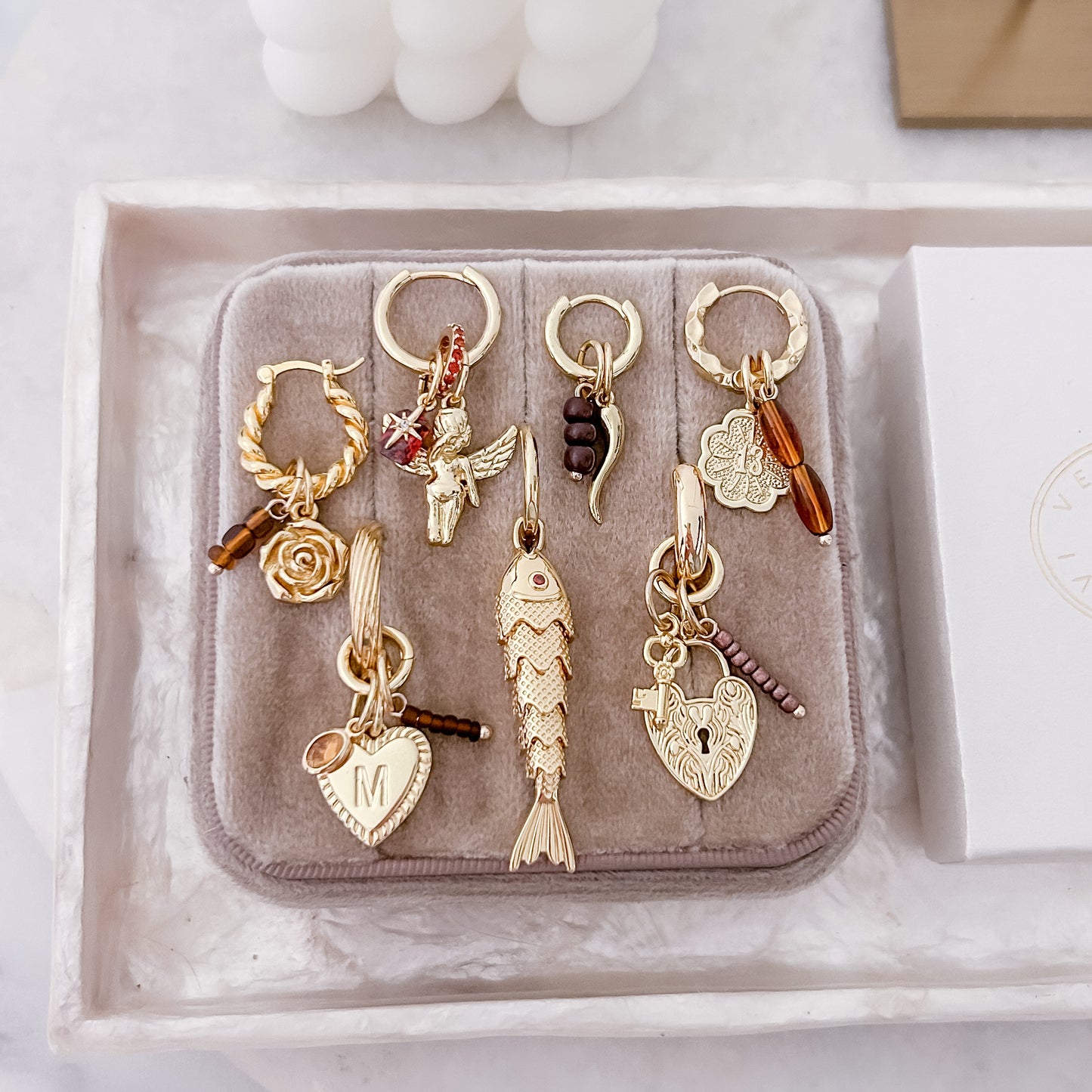 Brown Heart Initial Hoop