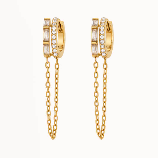 Double Sparkle Chain Earrings