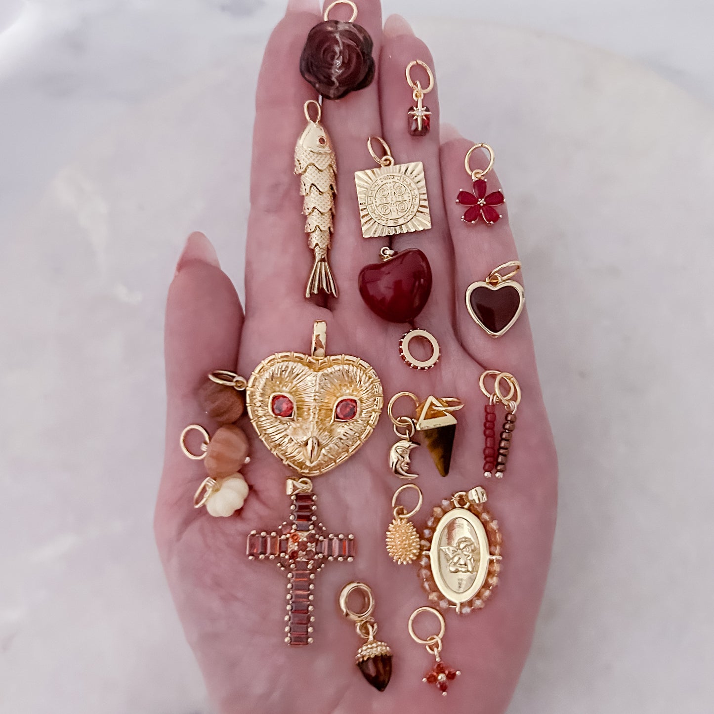 Rote Stapelperlen - Anhänger