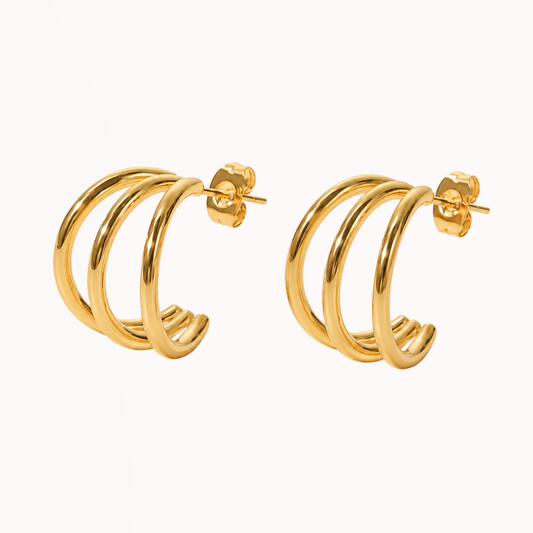 Triple Gold Hoops