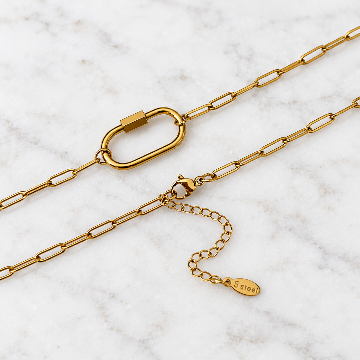 Oval Chain - Lock Necklace