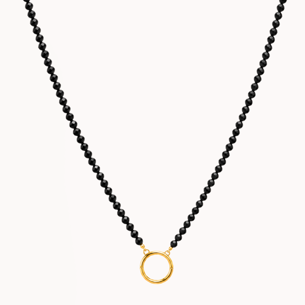 Black Beads - Lock Necklace