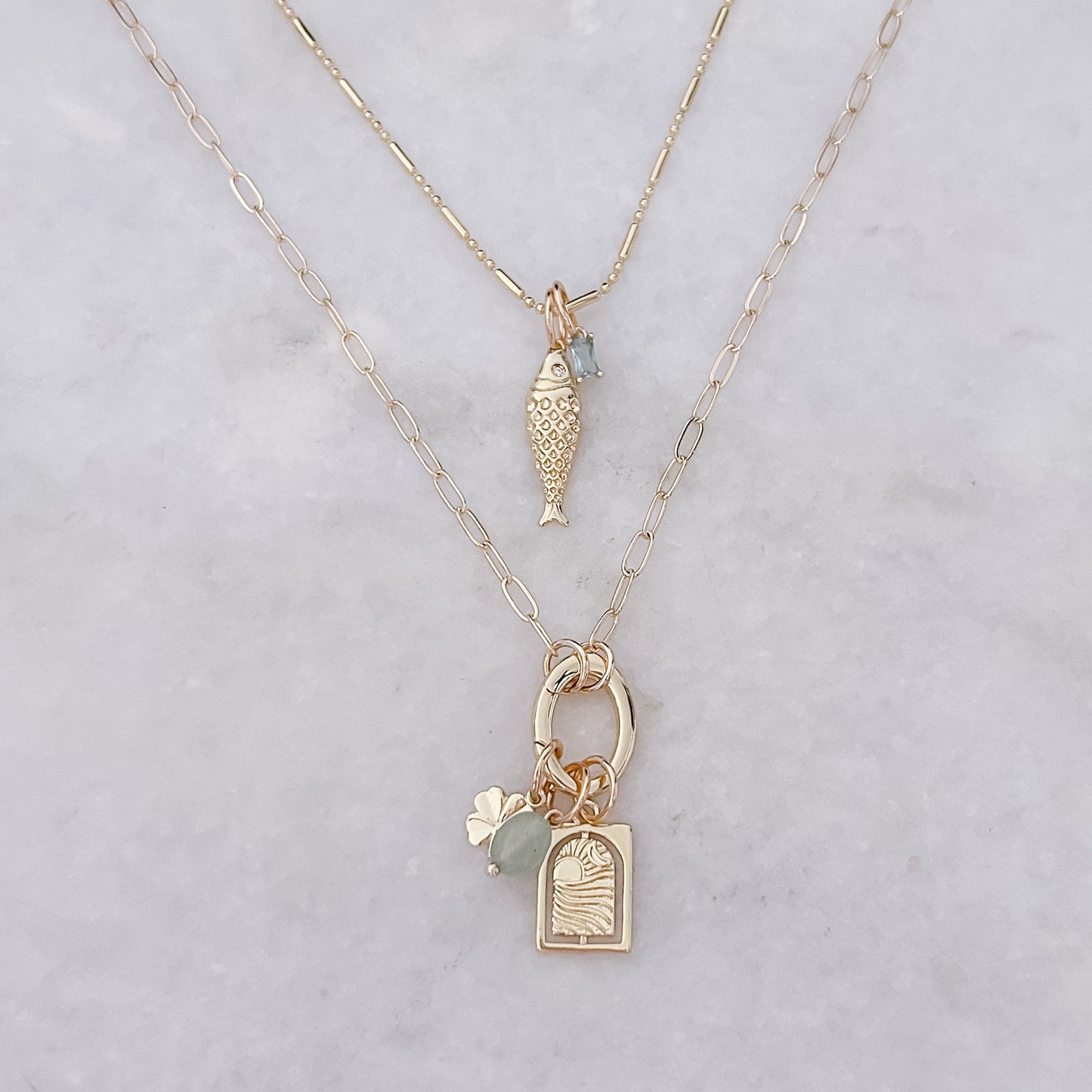 Halskette „Stab + Punkte“, 45 cm