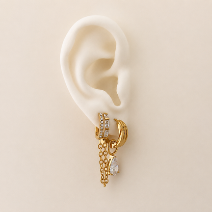 Double Sparkle Chain Earrings