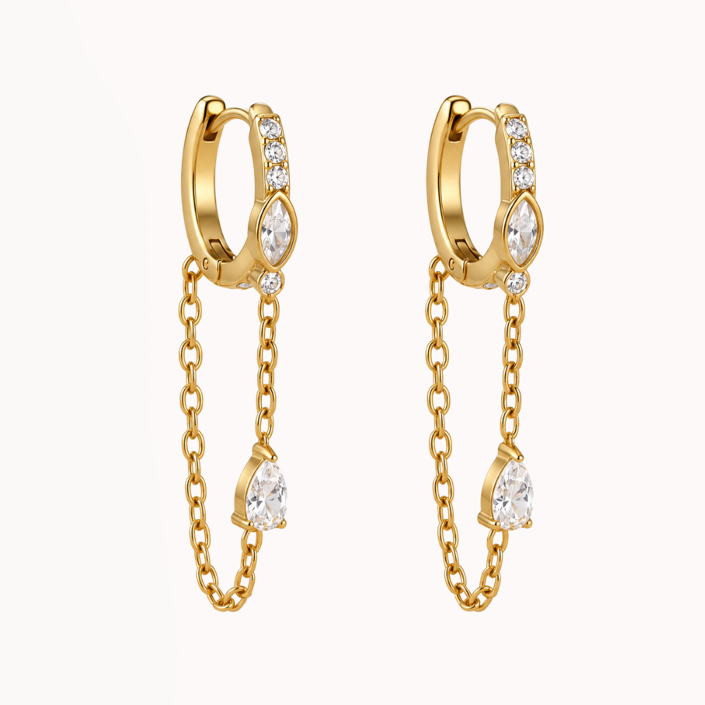 Crystal Drop Chain Earrings