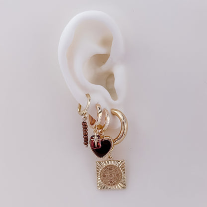 Brown Heart Fine Hoop