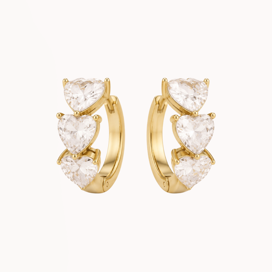 Triple Heart Clip Earring
