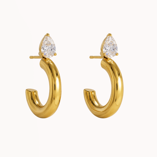 Crystal Bold Drop Hoops