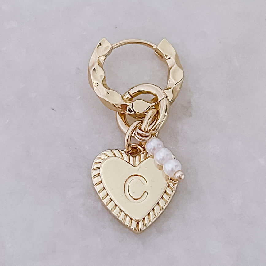 Pearls Initial Heart Hoop