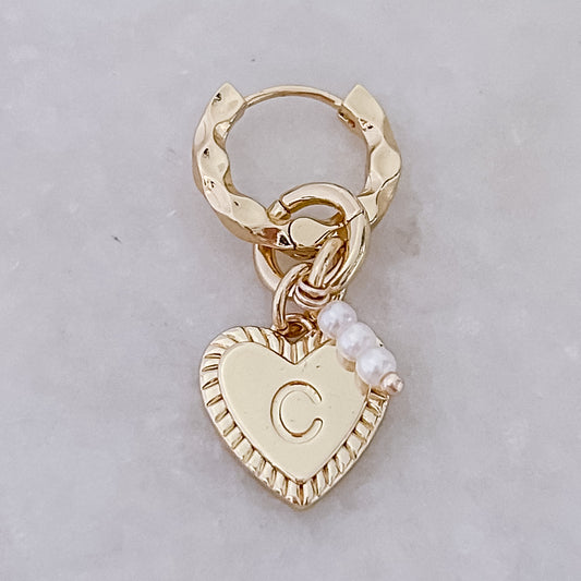 Pearls Initial Heart Hoop