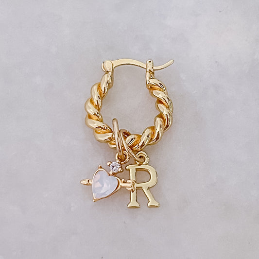 Twisted Opal Initial Hoop