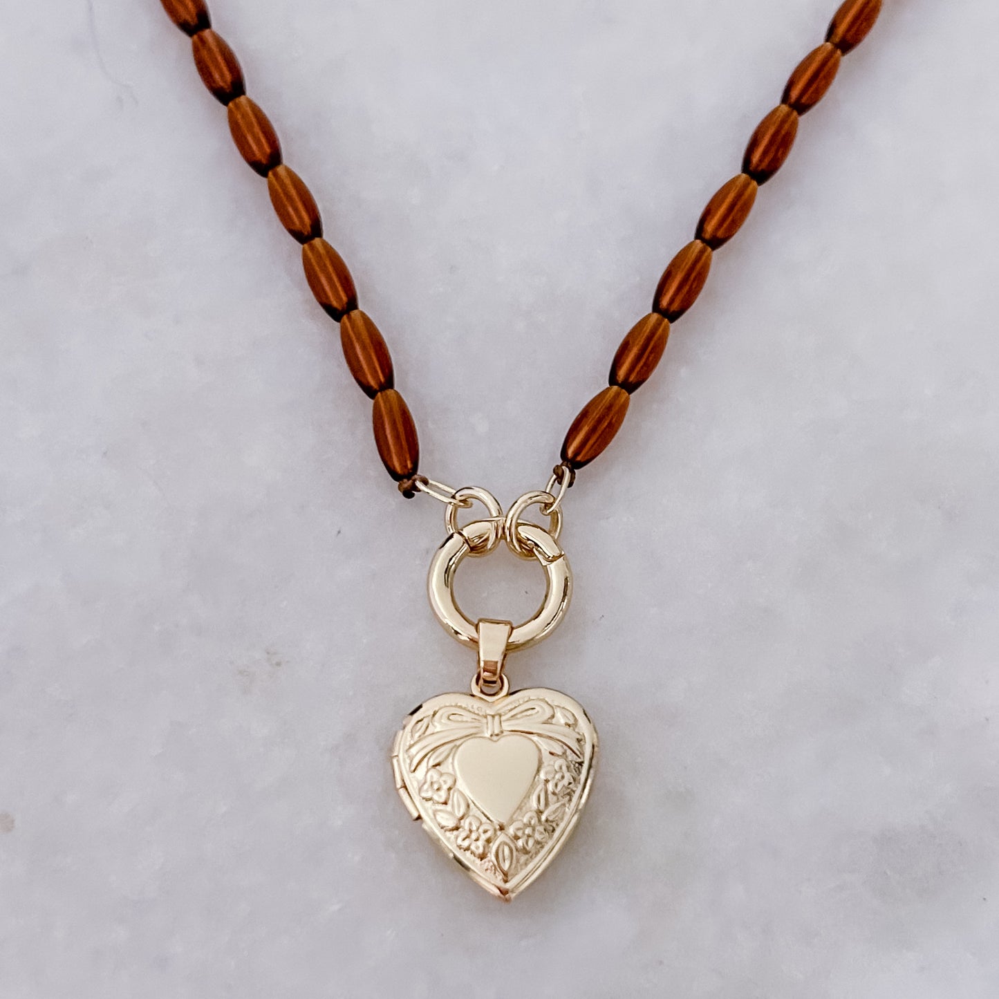 Vintage Brown Locket Necklace