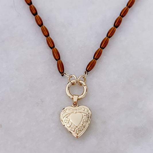 Vintage Brown Locket Necklace