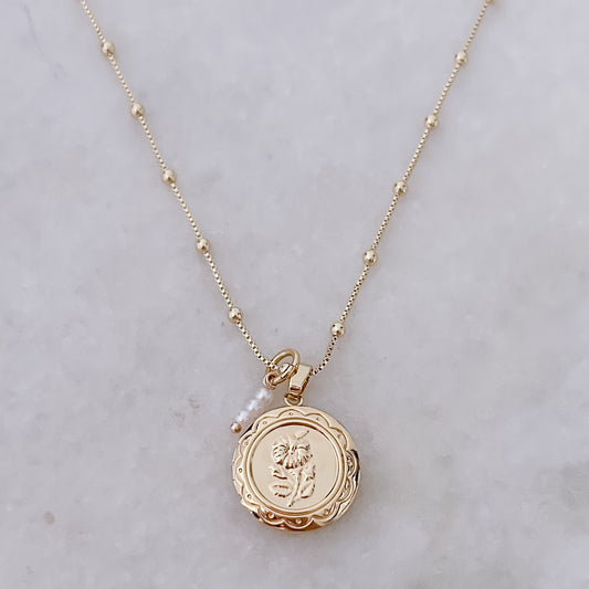 Pearl Rose Locket Necklace