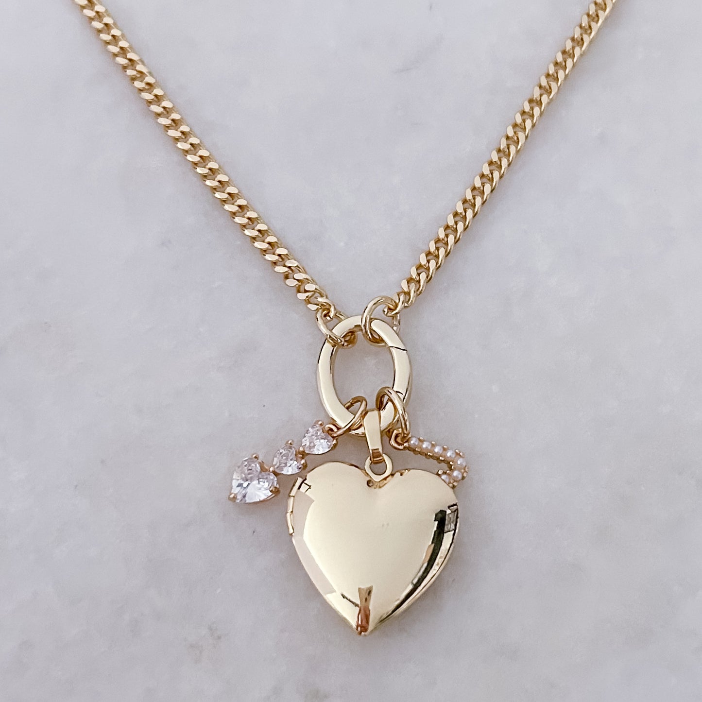 Gold Locket Initial Necklace