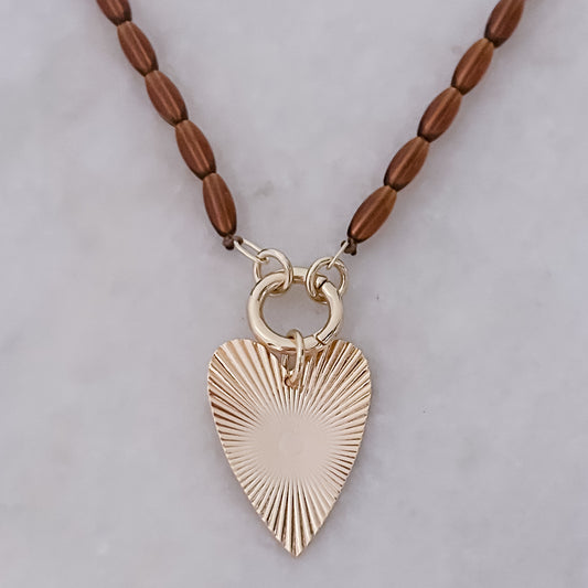Big Heart Brown Necklace